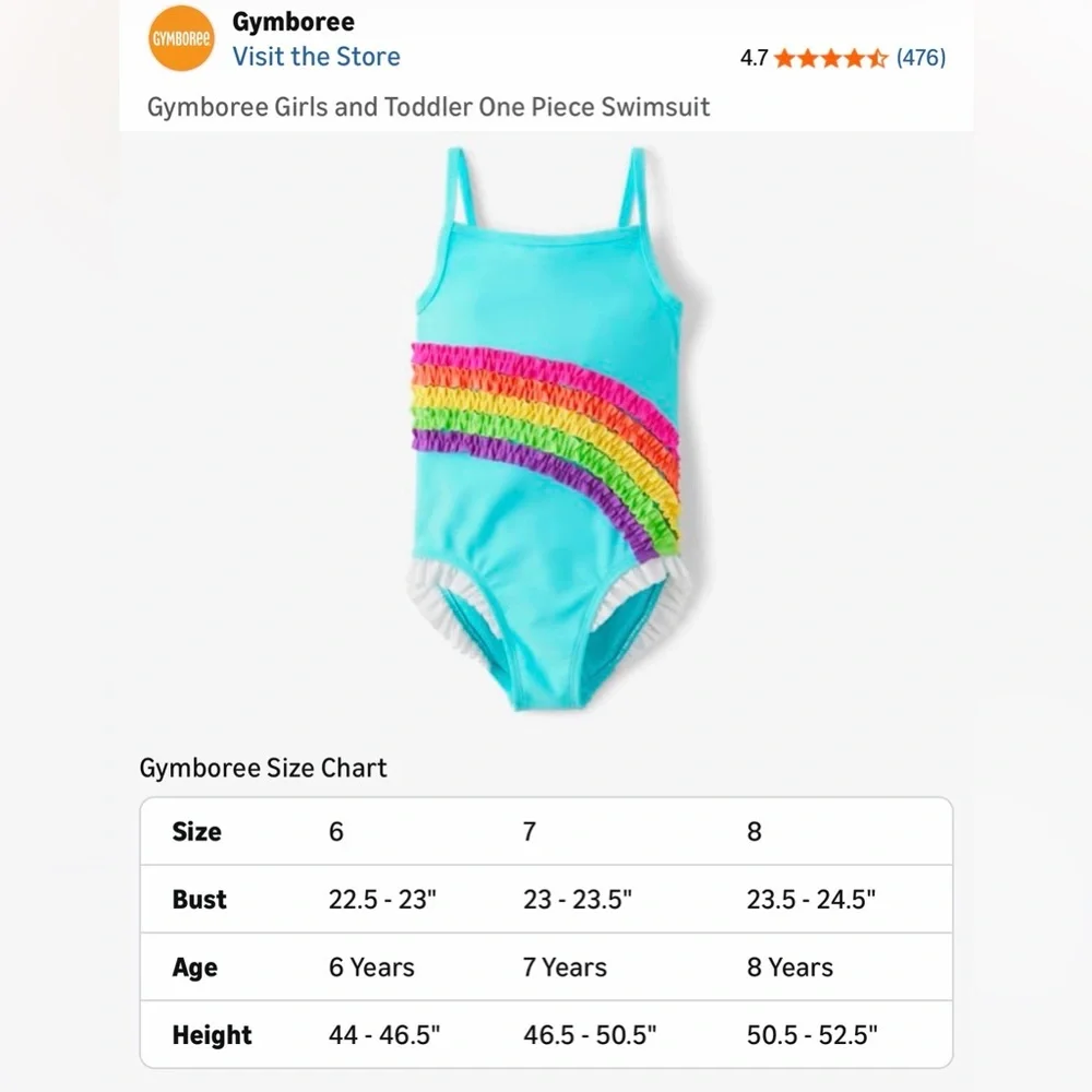 Gymboree Turquoise One-Piece Swimsuit with Rainbow Ruffle